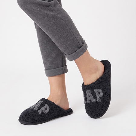 GAP kapcie damskie Plano II laczki ocieplane modne czarne