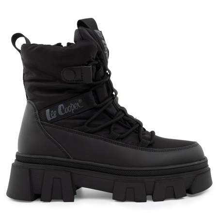 Lee Cooper buty zimowe damskie czarne ocieplane botki na zamek