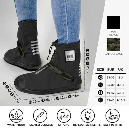 Perletti ochraniacze na buty wodoodporne czarne niskie r.S