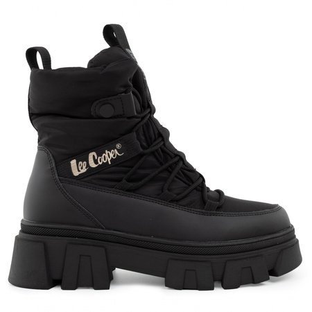 Lee Cooper buty zimowe damskie czarne ocieplane botki na zamek